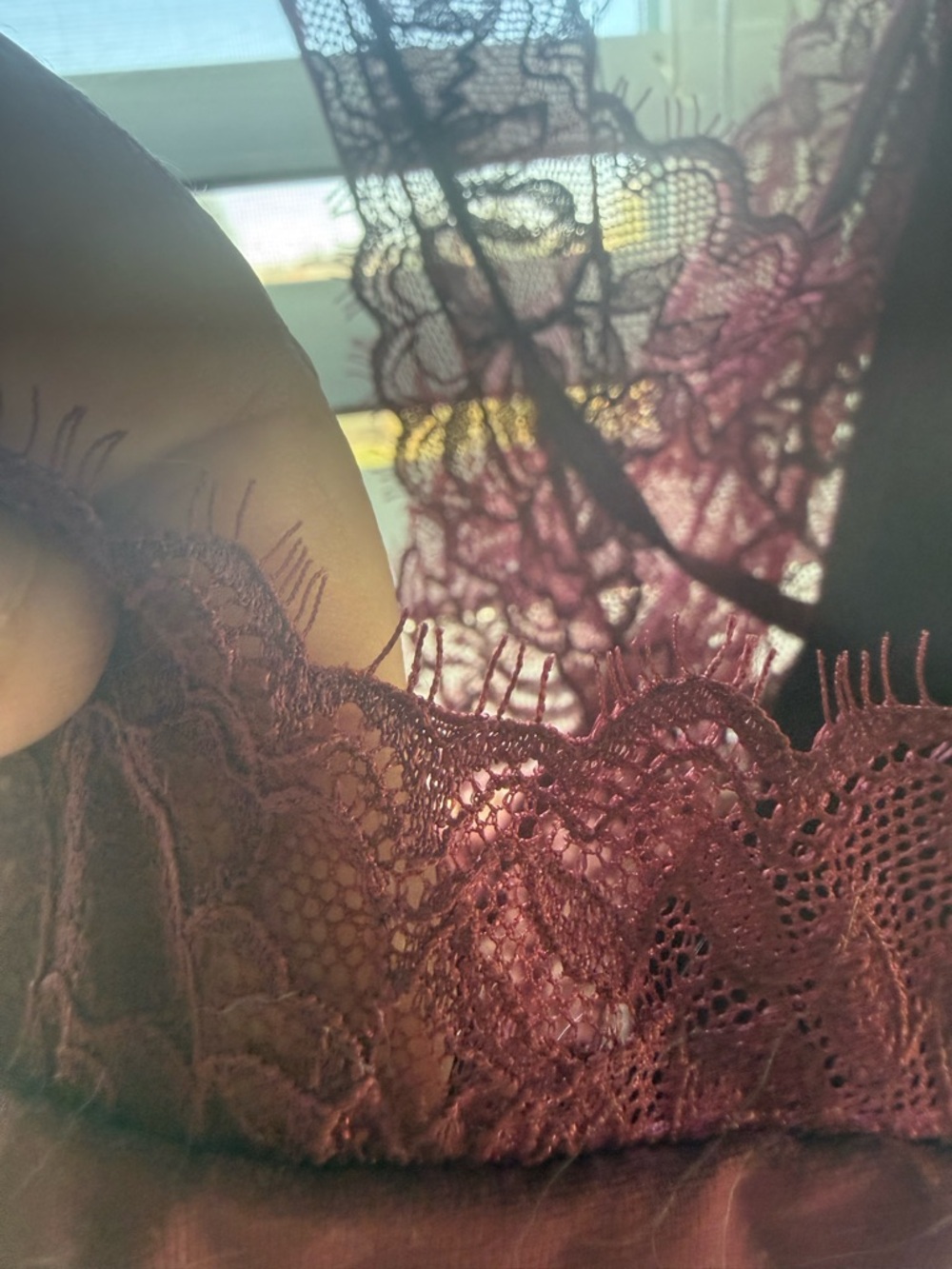 Lace-Trim Tank Top in Deep Wine